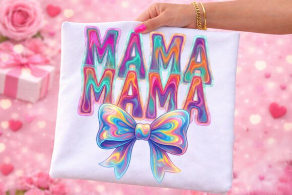 Brushstroke Mama Bow Retro T-Shirt PNG: Trendy Design Asset