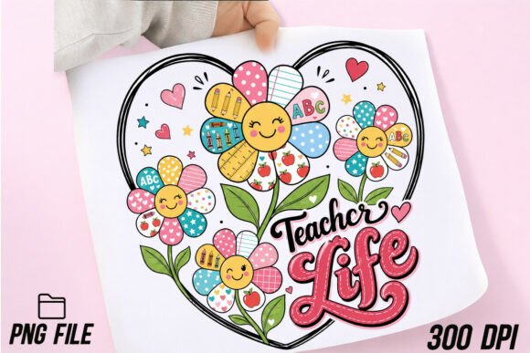 Celebrate Teaching with Heart: The Teacher Life Heart Flowers Design