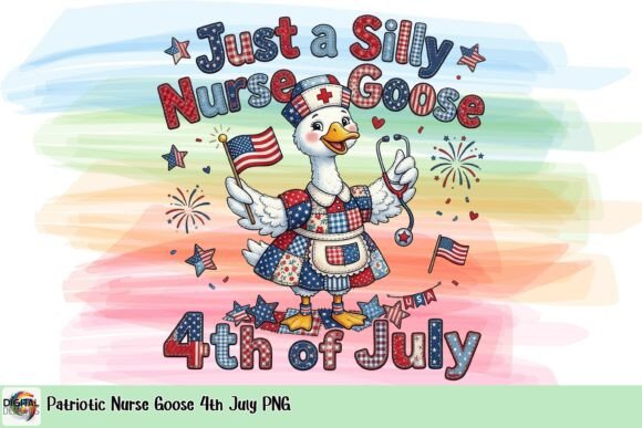 Celebrate the 4th with a Silly Nurse Goose PNG