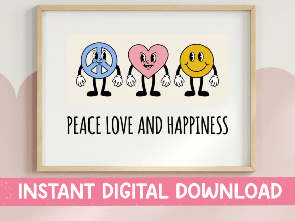 Crafting a Happy Vibe: The Peace Love Happiness SVG Design