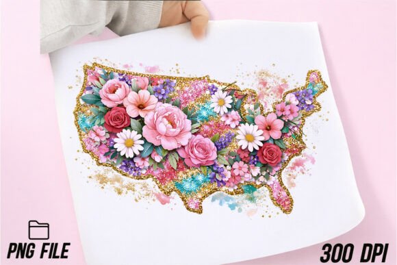 Glitter Floral American Map PNG: A Designer's Guide