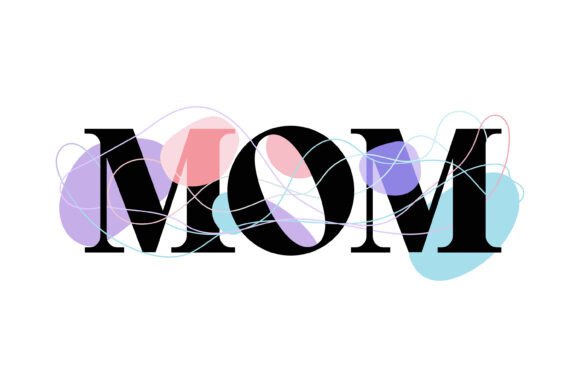 Mother's Day MOM Text Logo: An Artistic Serif Design