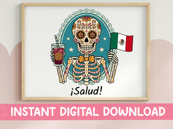 Salud Sugar Skull Mexican Flag SVG PNG: Festive Digital Assets