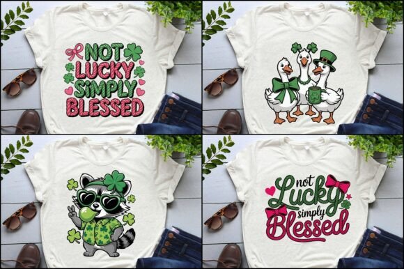 St Patrick's Day Png T-Shirt Design: Cute Shamrock Ducks & Raccoon Graphics