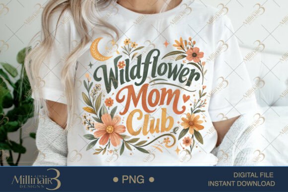 Wildflower Mom Club PNG: Retro Floral Design for Modern Creators